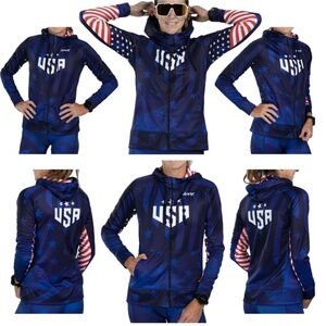 Zoot Women's Ltd Run Thermo Hoodie RWB Limited Edition USA, American Flag, Sz S